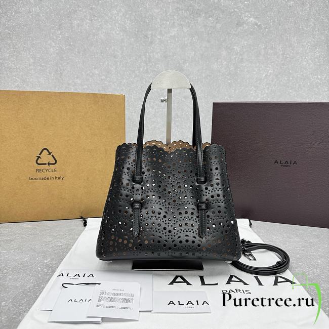 Alaia Mina 25 laser-cut leather tote black - 1