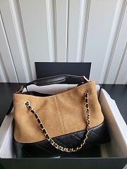 Chanel Suede Calfskin Shiny Lambskin Quilted Small Shopping Bag - 6