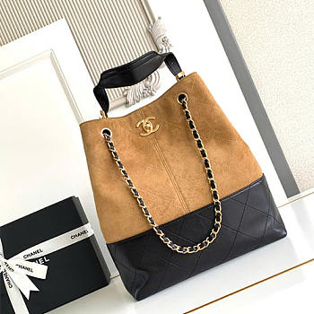 Chanel 25A Suede & Calfskin Vertical Tote Brown