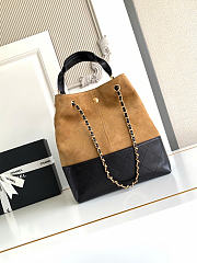 Chanel 25A Suede & Calfskin Vertical Tote Brown - 4