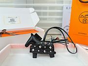 HERMES Rodeo Robeo Coeur Pony Bag Keychain Black Silver - 1