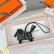 HERMES Rodeo Robeo Coeur Pony Bag Keychain Black Silver - 2
