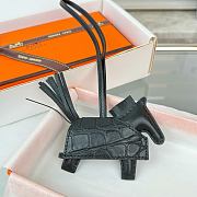 HERMES Rodeo Robeo Coeur Pony Bag Keychain Black Silver - 4