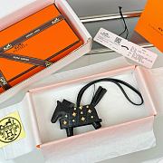 HERMES Rodeo Robeo Coeur Pony Bag Keychain Black Gold - 5