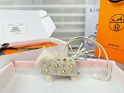 HERMES Rodeo Robeo Coeur Pony Bag Keychain White Gold - 1