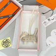 HERMES Rodeo Robeo Coeur Pony Bag Keychain White Gold - 4