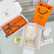 HERMES Rodeo Robeo Coeur Pony Bag Keychain White Silver - 4