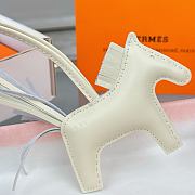 HERMES Rodeo Robeo Coeur Pony Bag Keychain White Silver - 3