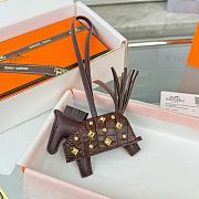 HERMES Rodeo Robeo Coeur Pony Bag Keychain Brown Gold - 5