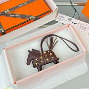 HERMES Rodeo Robeo Coeur Pony Bag Keychain Brown Gold - 3