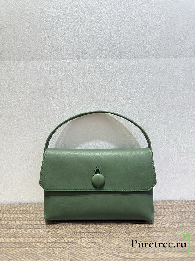 The Row Sally Leather Shoulder Bag Dark Green - 1