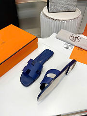 Hermes Oran Women's Flat Slipper Blue - 5