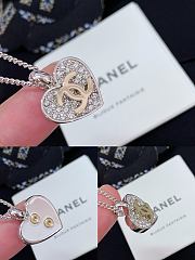 Chanel Full Diamond Heart Double C Necklace - 2