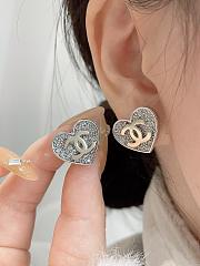 Chanel Full Diamond Heart Double C Earrings - 6