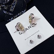 Chanel Full Diamond Heart Double C Earrings - 3