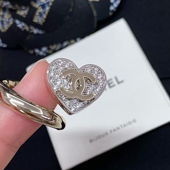 Chanel Heart-Shaped Full Diamond Double C Ring