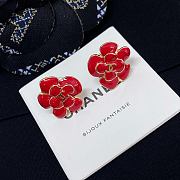 Chanel Black/White/Red Camellia Double C Earrings - 6