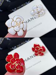 Chanel Black/White/Red Camellia Double C Earrings - 3