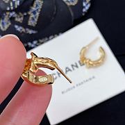 Chanel Fragrance Diamond Pattern Small Hoop Earrings - 5