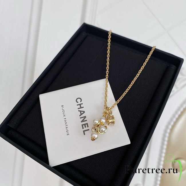 Chanel Fragrant Stacked Barbell Bead Double Pendant Necklace - 1