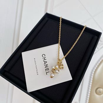 Chanel Fragrant Stacked Barbell Bead Double Pendant Necklace