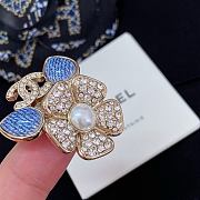 Chanel Fragrant Faux Denim Floral Double C Ring - 6