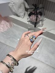 Chanel Fragrant Faux Denim Floral Double C Ring - 5