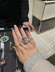 Chanel Fragrant Faux Denim Floral Double C Ring - 4