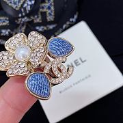 Chanel Fragrant Faux Denim Floral Double C Ring - 3