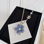 Chanel Fragrant Faux Denim Floral Double C Necklace - 4