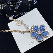 Chanel Fragrant Faux Denim Floral Double C Necklace - 2