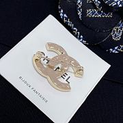 Chanel Blue denim and rhinestone double C brooch - 2