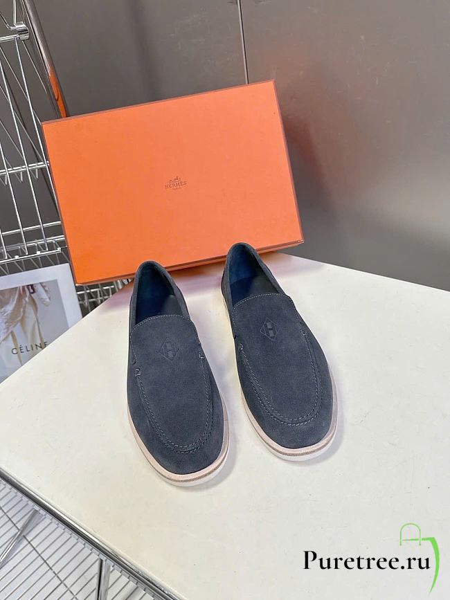 Hermès low loafers in suede combine sleek design Slate Blue Suede - 1