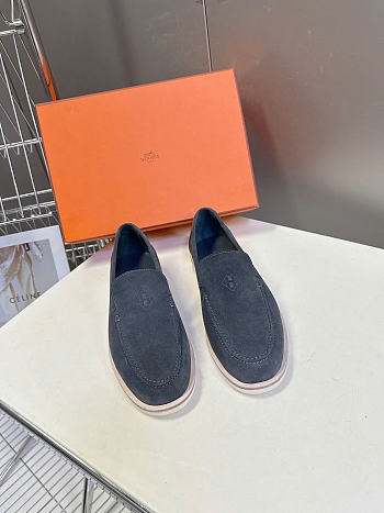 Hermès low loafers in suede combine sleek design Slate Blue Suede