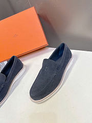 Hermès low loafers in suede combine sleek design Slate Blue Suede - 2