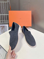 Hermès low loafers in suede combine sleek design Slate Blue Suede - 5