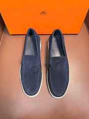 Hermès low loafers in suede combine sleek design Navy Blue Suede - 1