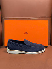 Hermès low loafers in suede combine sleek design Navy Blue Suede - 2