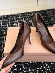 MIUMIU | Waxed Calfskin Pointy Toe Pump Dark Chocolate Brown - 3