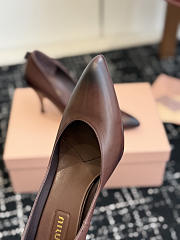 MIUMIU | Waxed Calfskin Pointy Toe Pump Dark Chocolate Brown - 4