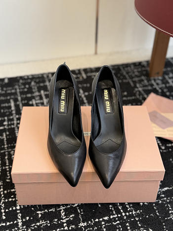 MIUMIU | Waxed Calfskin Pointy Toe Pump Black