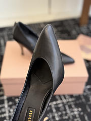 MIUMIU | Waxed Calfskin Pointy Toe Pump Black - 4