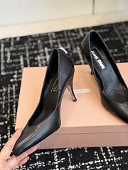 MIUMIU | Waxed Calfskin Pointy Toe Pump Black - 3