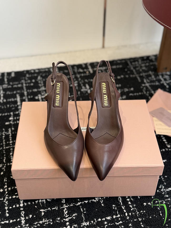 MIUMIU | Nordstrom Waxed Calfskin Slingback Pump Dark Chocolate Brown - 1