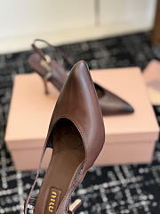 MIUMIU | Nordstrom Waxed Calfskin Slingback Pump Dark Chocolate Brown - 4