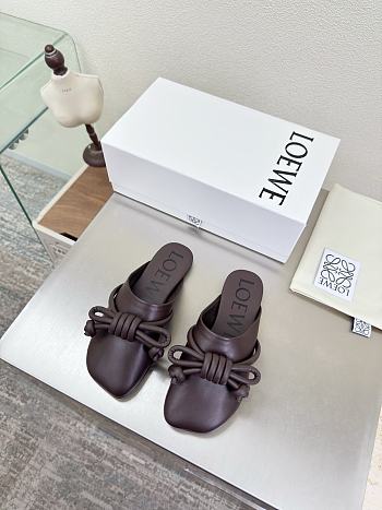 LOEWE | Flamenco Knot Mules Dark Chocolate Brown Leather
