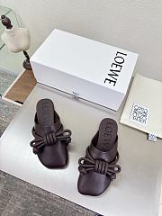LOEWE | Flamenco Knot Mules Dark Chocolate Brown Leather - 3