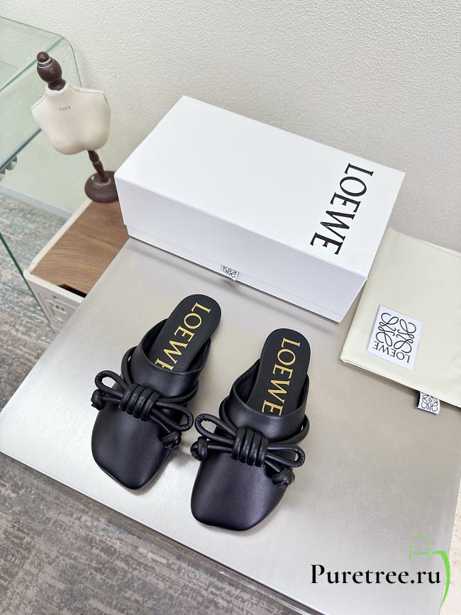 LOEWE | Flamenco Knot Mules Black Leather - 1