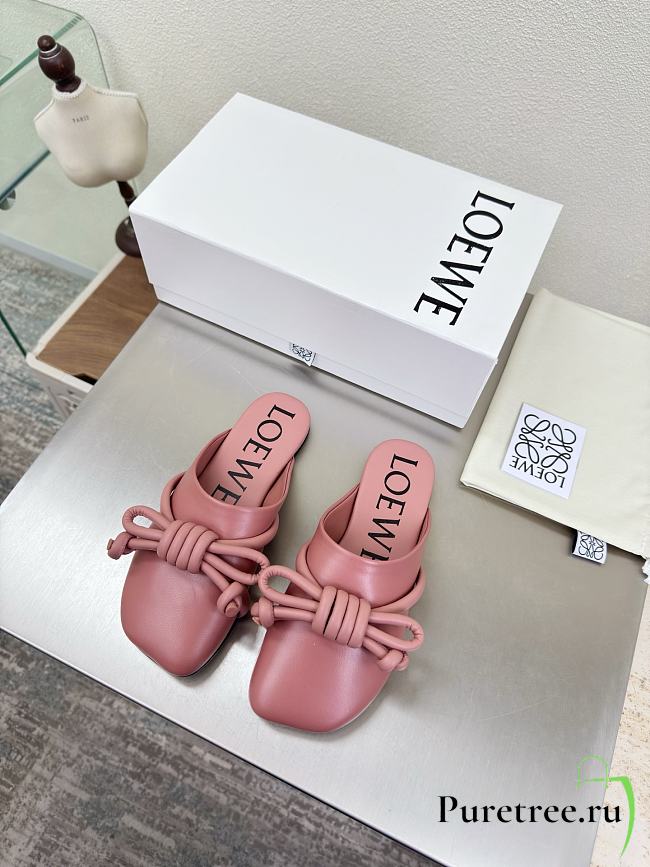 LOEWE | Flamenco Knot Mules Dusty Pink Leather - 1
