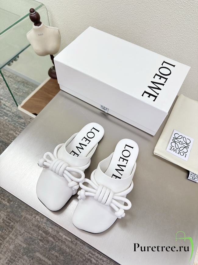 LOEWE | Flamenco Knot Mules White Leather - 1